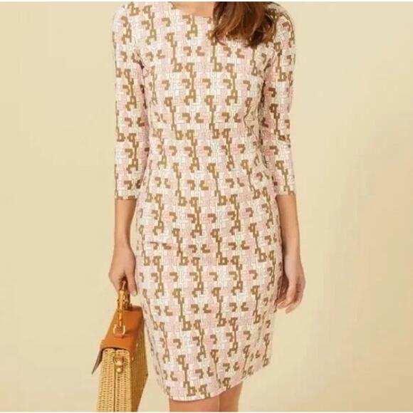 J. McLaughlin Sophia Dress Womens Medium Peach Islet Link Print Catalina Cloth - Picture 3 of 12